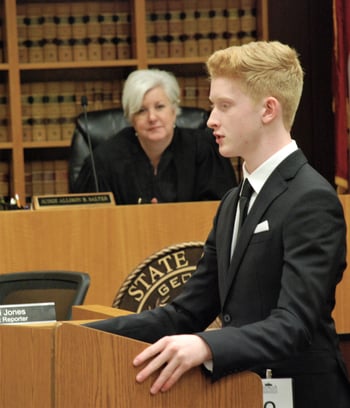 student making arguments mock trial