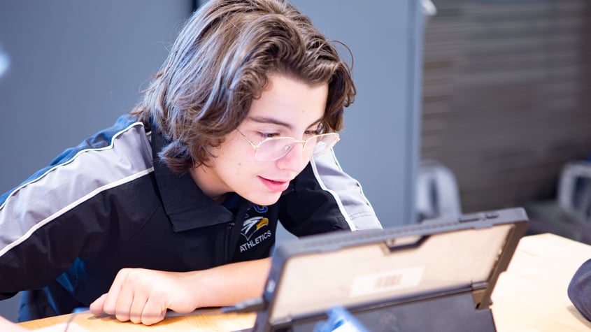 student working at computer